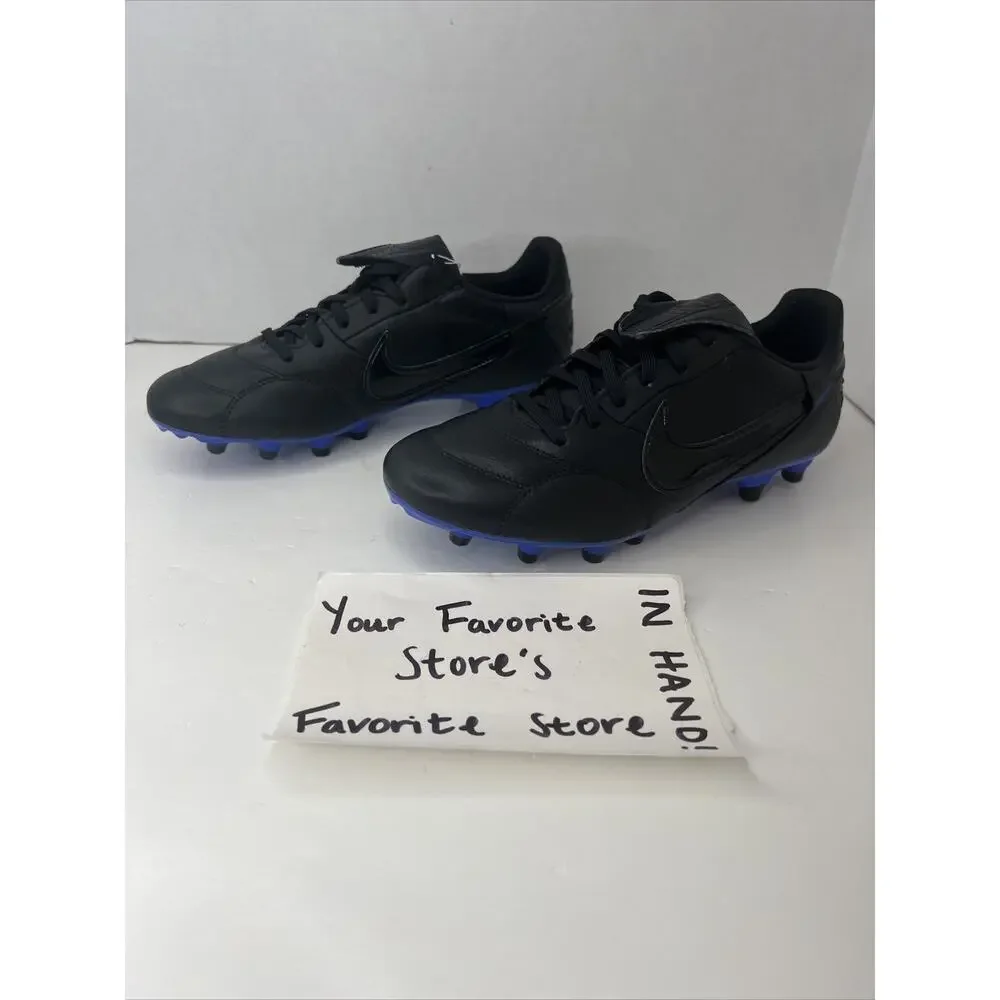 Nike Premier 3 FG Soccer Cleats Black Blue AT5889-007 Size Men's 6.5 Women's 8
